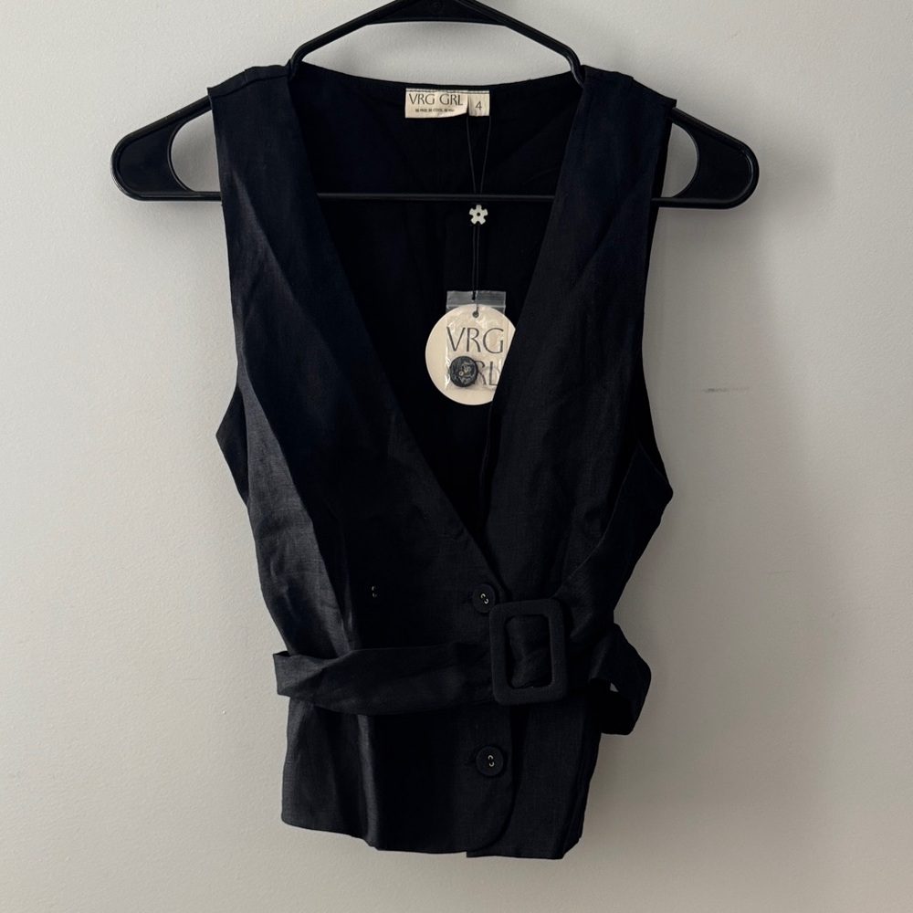 VRG Girl Black Belted Tank Top